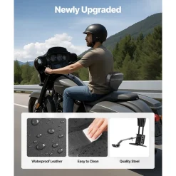 Adjustable Motorcycle Backrest Sissy Bar, Fit Harley Touring Models 2009-2024 with One-piece Slotted Seat, Street Glide, Road Glide, and Road King, Detachable Rider Backrest for Motorcycles, Black