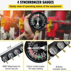 Bestauto Fuel Vacuum Carburetor Synchronize Tool Kit Fuel Vacuum Carburetor Synchronizer carb sync Gauge Set with Rubber Hose