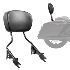 Detachable Motorcycle Passenger Backrest, Compatible with Harley-Davidson Touring, Street Glide, Road Glide, Road King, 16-Inch Height, Black