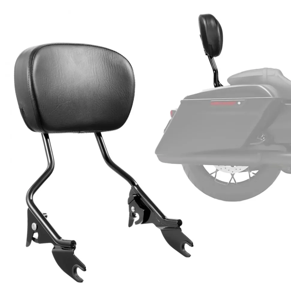 Detachable Motorcycle Passenger Backrest, Compatible with Harley-Davidson Touring, Street Glide, Road Glide, Road King, 16-Inch Height, Black