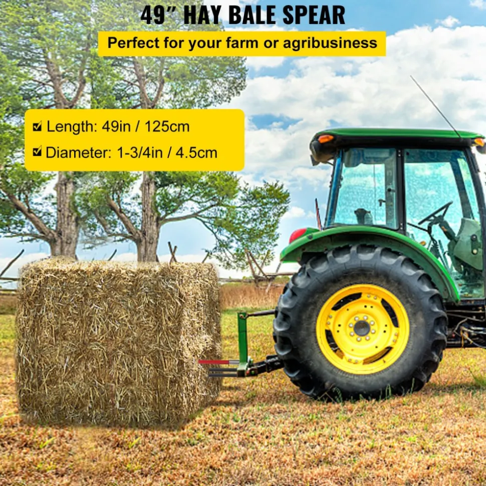 49" Hay Bale Spear 3000 lbs Capacity with Nut and Sleeve