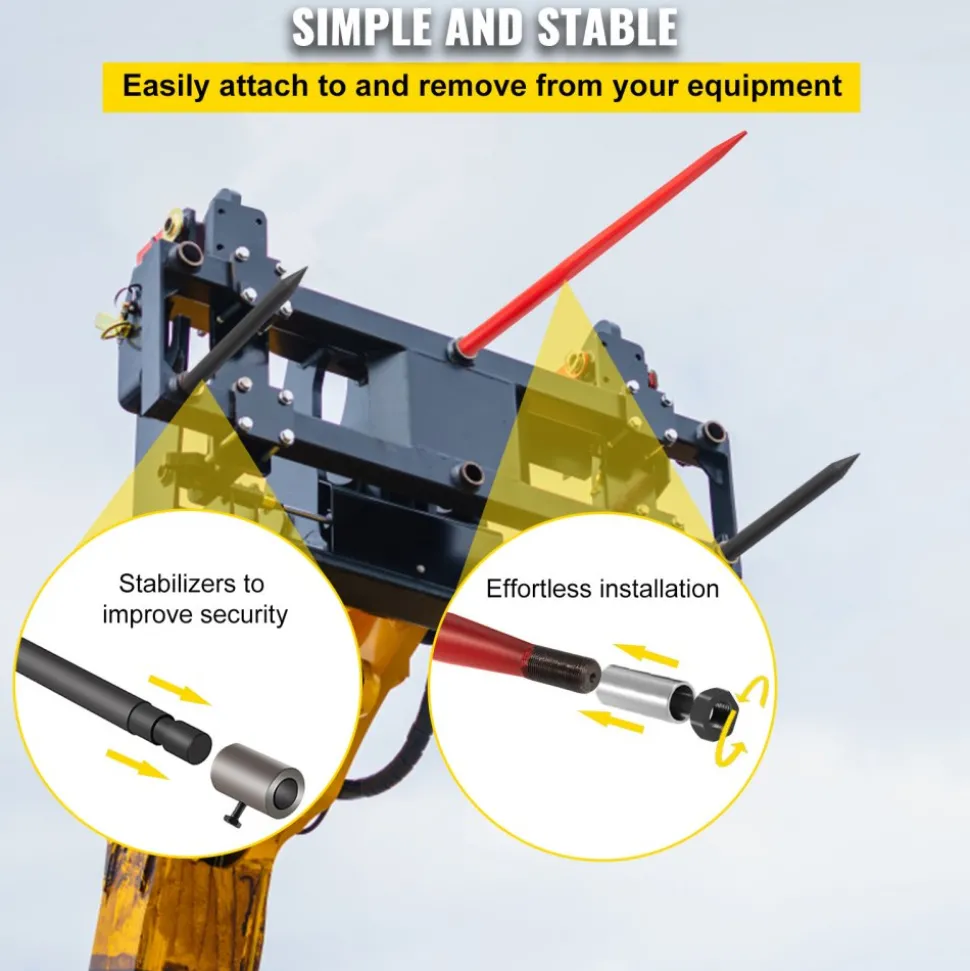 49" Hay Bale Spear 3000 lbs Capacity with Nut and Sleeve