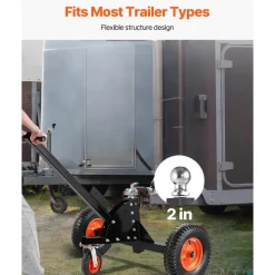 Heavy-Duty Trailer Dolly, 1500lbs Tongue Weight Capacity, 2 in 1 Trailer Mover with 2 in Ball, 16 in Pneumatic Tires and Universal Wheel, Portable Tow Dolly for Moving Car RV Trailer