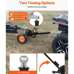 Heavy-Duty Trailer Dolly, 1500lbs Tongue Weight Capacity, 2 in 1 Trailer Mover with 2 in Ball, 16 in Pneumatic Tires and Universal Wheel, Portable Tow Dolly for Moving Car RV Trailer
