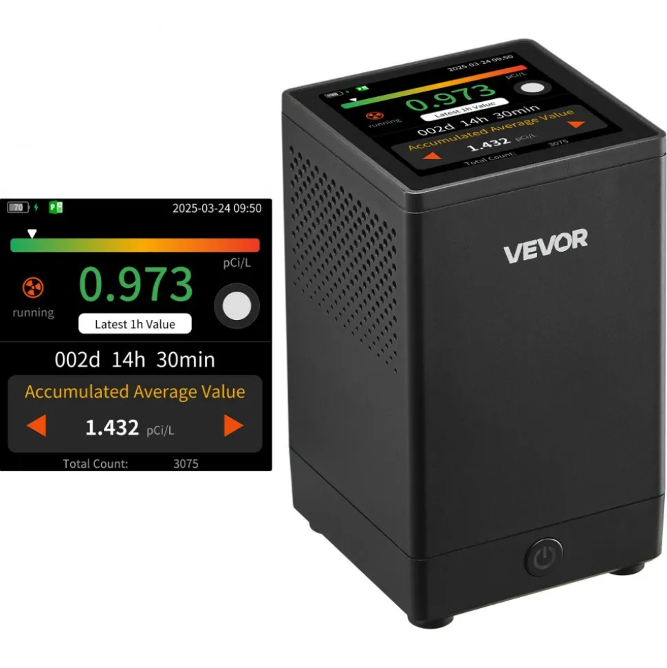 Home Radon Meter Detector 2Bq to 20kBq/m³ Rechargeable Color LCD Display