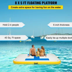 Inflatable Dock Platform, Inflatable Floating Dock 8x5 ft with Electric Air Pump