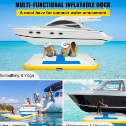 Inflatable Dock Platform, Inflatable Floating Dock 8x5 ft with Electric Air Pump