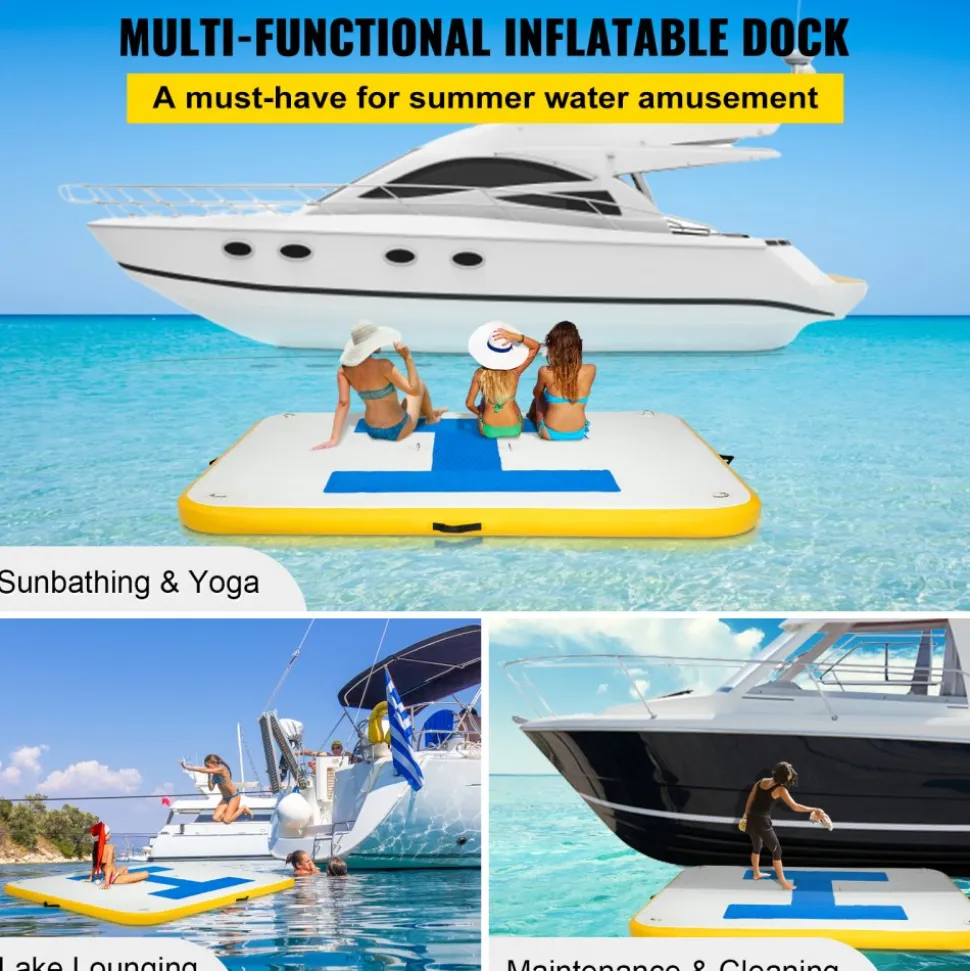 Inflatable Dock Platform, Inflatable Floating Dock 8x5 ft with Electric Air Pump