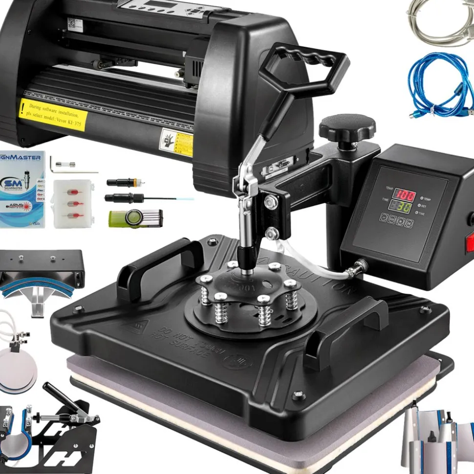 8 in 1 Heat Press 12"x15" Sublimation Machine +14" Vinyl Cutter Cutting Plotter