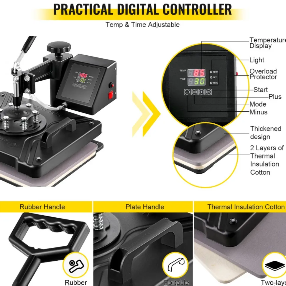 8 in 1 Heat Press 12"x15" Sublimation Machine +14" Vinyl Cutter Cutting Plotter