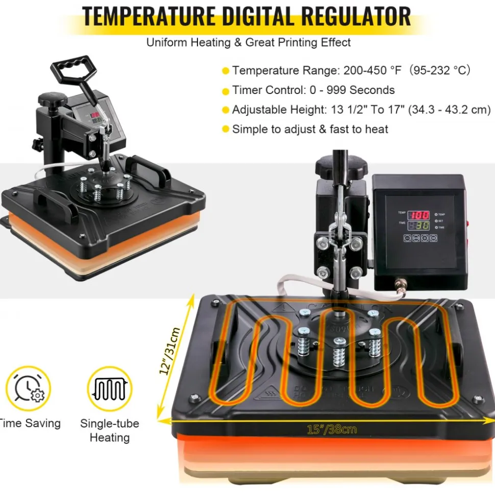 8 in 1 Heat Press 12"x15" Sublimation Machine +14" Vinyl Cutter Cutting Plotter