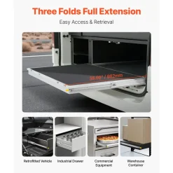KFFKFF Set of 2 Drawer Rails, Full Extension, Available in Various Sizes from 16 to 60 inches, 250 lbs Weight Limit, Locking Mechanism, Ball Bearing Side Mount Drawer Slide Rail