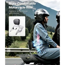 Motorcycle Backrest Sissy Bar with Luggage Rack, Compatible with Honda Rebel CMX 1100 2021-2022, 18-Inch Height, Removable Passenger Backrest, Durable Metal Frame with Leather Pad, Black