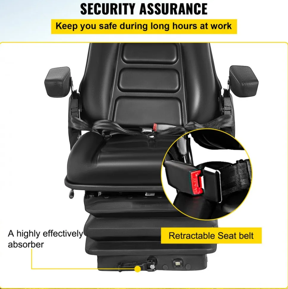 NEW LOW PROFILE SUSPENSION SEAT WITH ARMREST DOZER BACKHOE TRACTOR SKIDSTEER