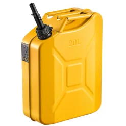 Newly Upgraded Oil-Tight VEVOR Metal Fuel Container, 5.3 Gallon, Fuel Jerry Can with Spout and Comfort Handle, 6 L/min Max Flow Rate, Leakproof & Corrosion-resistant Metal Gas Tank Most Cars Motorcycle ATV UTV, Yellow
