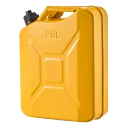 Newly Upgraded Oil-Tight VEVOR Metal Fuel Container, 5.3 Gallon, Fuel Jerry Can with Spout and Comfort Handle, 6 L/min Max Flow Rate, Leakproof & Corrosion-resistant Metal Gas Tank Most Cars Motorcycle ATV UTV, Yellow