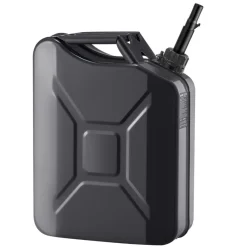 Newly Upgraded Oil-Tight！VEVOR Metal Fuel Container, 5.3 Gallon, Fuel Jerry Can with Spout and Comfort Handle, 6 L/min Max Flow Rate, Leakproof & Corrosion-resistant Metal Gas Tank Most Cars Motorcycle ATV UTV, Black