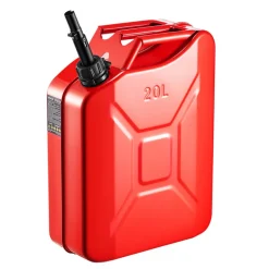 Newly Upgraded Oil-Tight!VEVOR Metal Fuel Container, 5.3 Gallon, Fuel Jerry Can with Spout and Comfort Handle, 6 L/min Max Flow Rate, Leakproof & Corrosion-resistant Metal Gas Tank Most Cars Motorcycle ATV UTV, Red