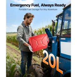 Newly Upgraded Oil-Tight!VEVOR Metal Fuel Container, 5.3 Gallon, Fuel Jerry Can with Spout and Comfort Handle, 6 L/min Max Flow Rate, Leakproof & Corrosion-resistant Metal Gas Tank Most Cars Motorcycle ATV UTV, Red, 2 Packs
