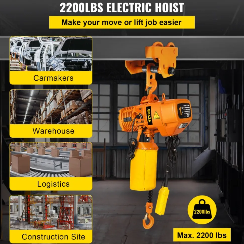 1 PHASE Industrial Electric Chain Hoist 1 Ton G80 Chain