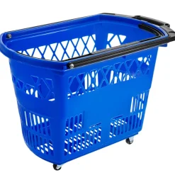 Shopping Basket with Handle on Castors- Blue Pack of 6