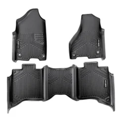 SKYSHALO Truck Floor Liners, Fits Dodge Ram 1500/2500/3500 & 1500 Classic 2013-2018/2019-2022(Crew Cab Only), Include 3 Front & Second Row Mats, Weather-Resistant TPE Custom Fit Mats for Pickup, Black