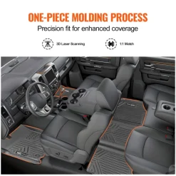 SKYSHALO Truck Floor Liners, Fits Dodge Ram 1500/2500/3500 & 1500 Classic 2013-2018/2019-2022(Crew Cab Only), Include 3 Front & Second Row Mats, Weather-Resistant TPE Custom Fit Mats for Pickup, Black