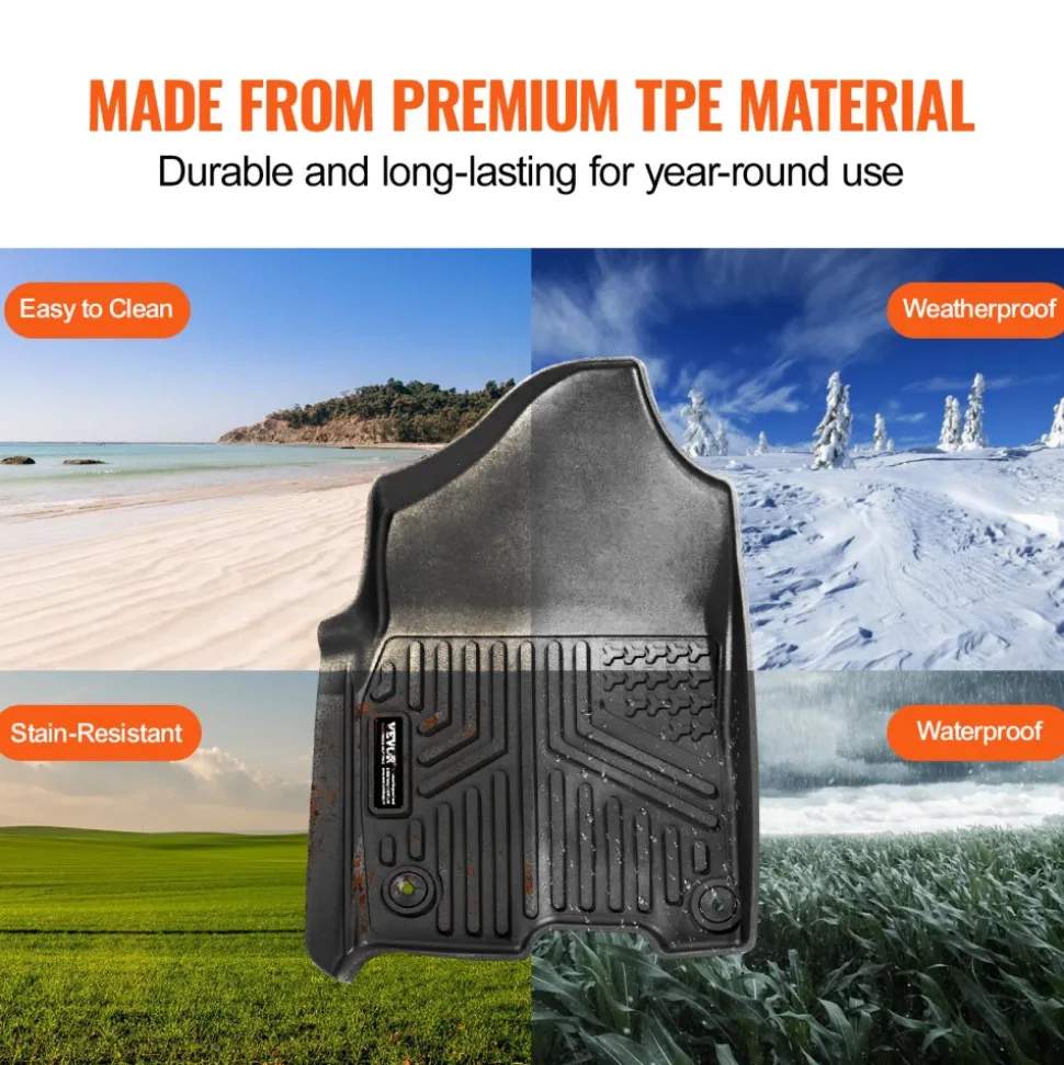 SKYSHALO Truck Floor Liners, Fits Dodge Ram 1500/2500/3500 & 1500 Classic 2013-2018/2019-2022(Crew Cab Only), Include 3 Front & Second Row Mats, Weather-Resistant TPE Custom Fit Mats for Pickup, Black