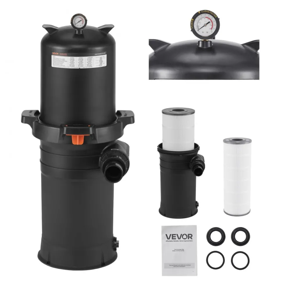 200 sq.ft² Cartridge Pool Filter Valve 9000 GPH Swimming Pool Filtration System