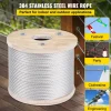 304 Stainless Steel Wire Rope Cable, 3/16", 7x19, 250 ft reel