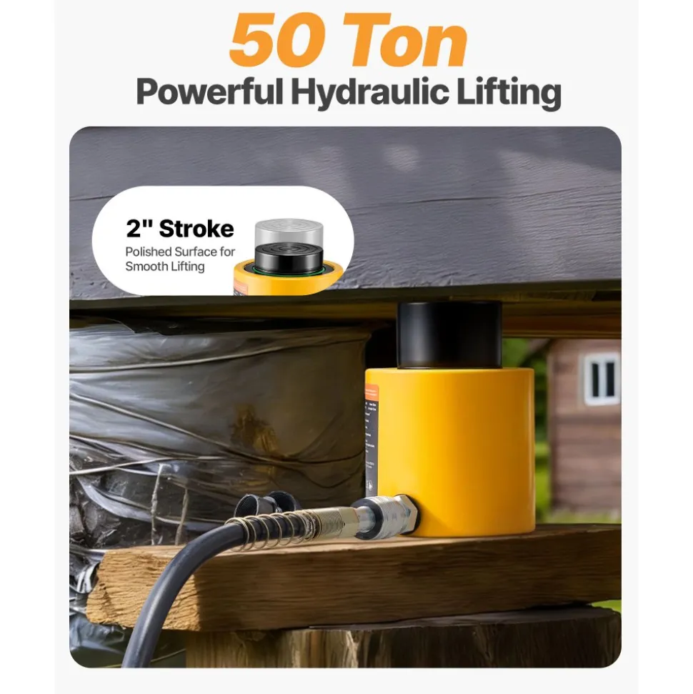 50T 2" Stroke Single Acting Hydraulic Cylinder Jack Ram
