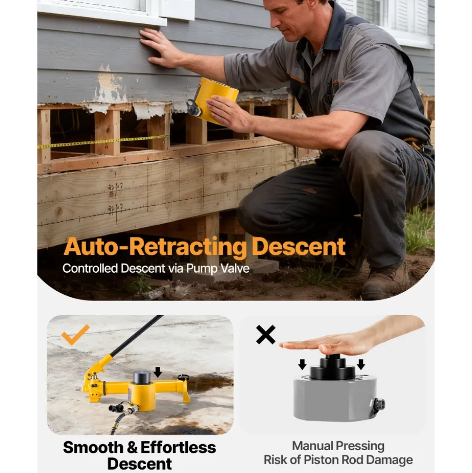 50T 2" Stroke Single Acting Hydraulic Cylinder Jack Ram
