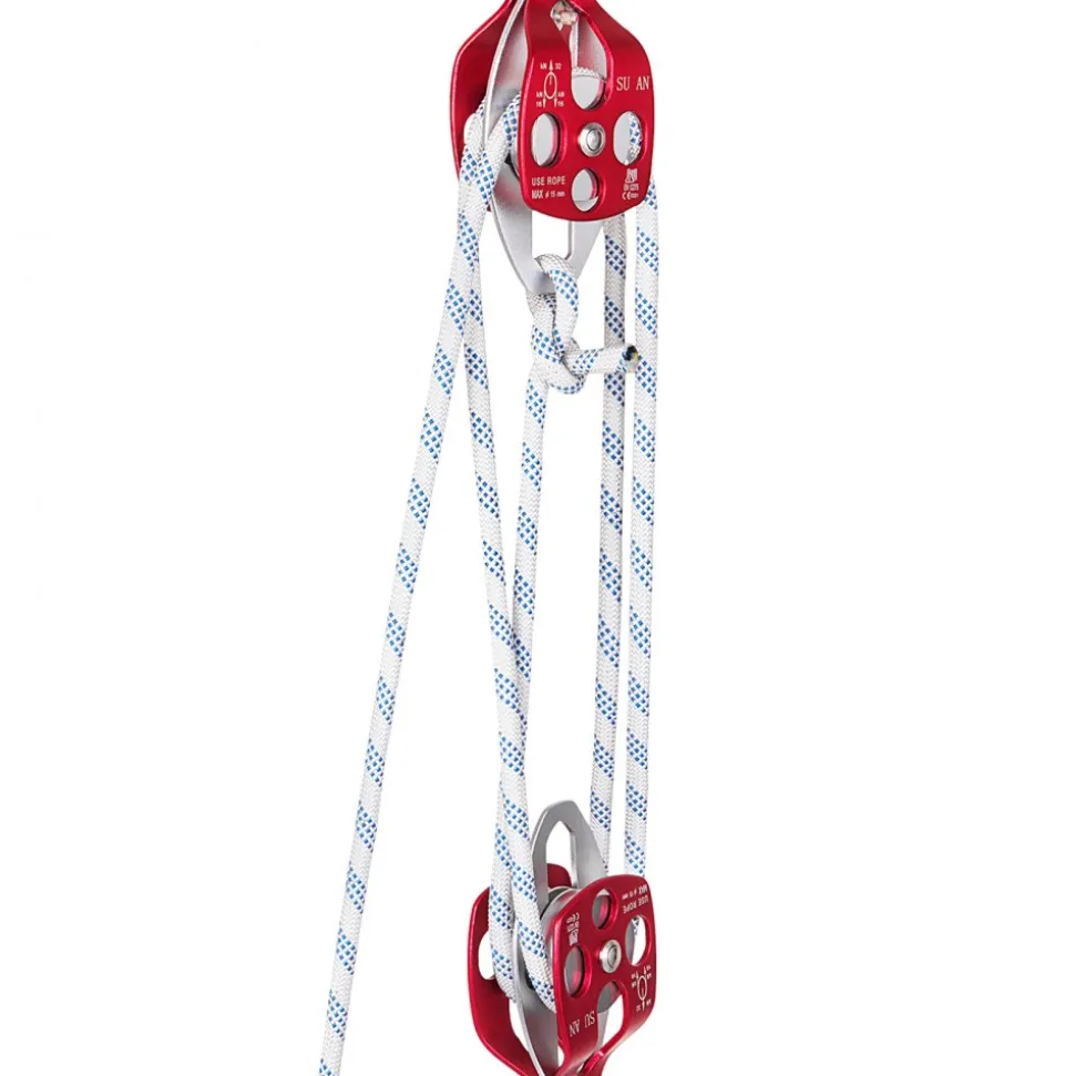 Twin Sheave Block and Tackle 7700LBS Pulley 150Ft, 1/2Inch Double Braid Rope