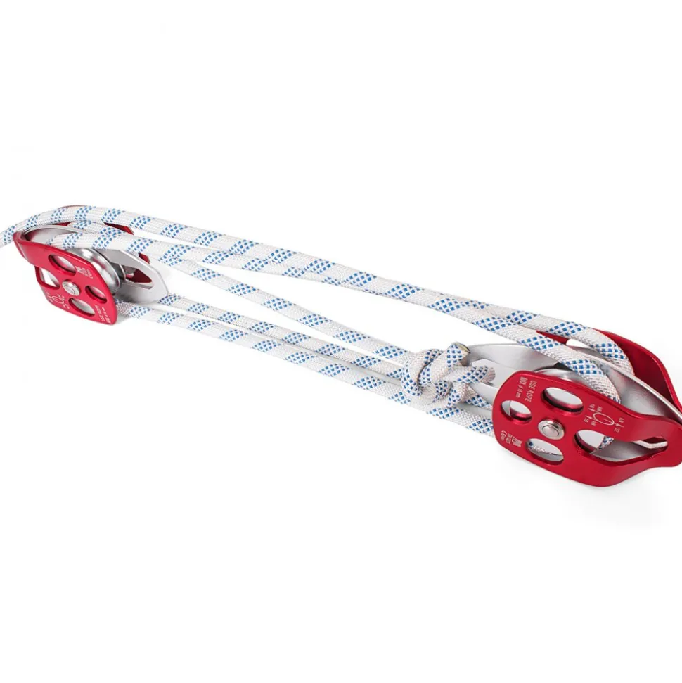 Twin Sheave Block and Tackle 7700LBS Pulley 150Ft, 1/2Inch Double Braid Rope