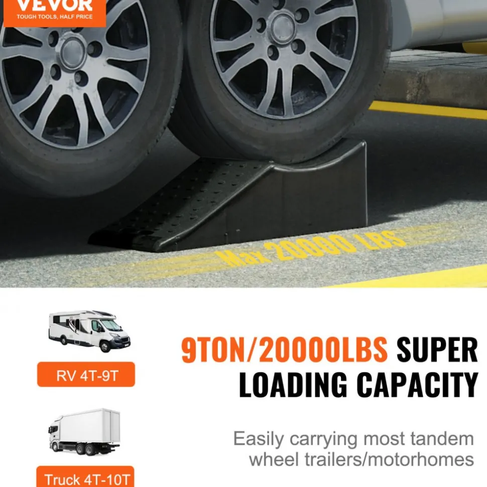 Vehicle Ramp, Single Unit Auto Service Ramp, 20000 lbs/9 ton Load Limit, 5.5" Elevation Auto Ramp, Robust Tire Ramp for Routine Car Care and Vehicle Upkeep