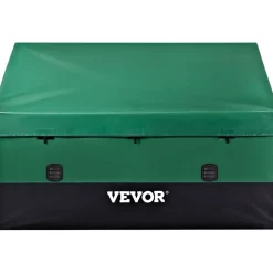 VEOVR Outdoor Storage Box, 150 Gallon Waterproof PE Tarpaulin Deck Box with Galvanized Frame, All-Weather Protection & Portable, for Camping, Garden, Poolside, and Yard, Brown & Blue