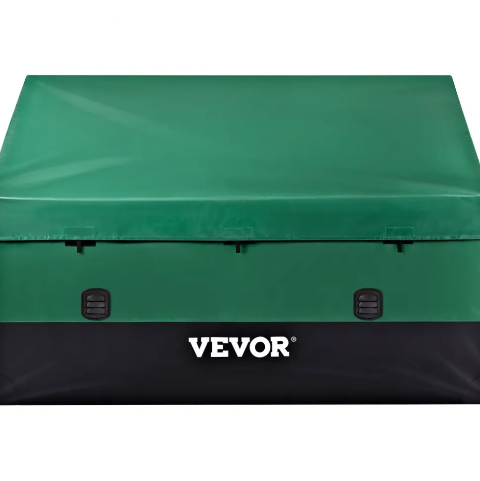 VEOVR Outdoor Storage Box, 150 Gallon Waterproof PE Tarpaulin Deck Box with Galvanized Frame, All-Weather Protection & Portable, for Camping, Garden, Poolside, and Yard, Brown & Blue