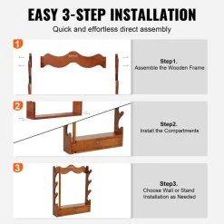 VEVOE Gun Rack, Wood Gun Rack Wall Mount, Gun Display Rack holds 4 Rifles, Shotguns, 132 lb Heavy Duty Wall Storage Display Rifle Rack with Soft Padding