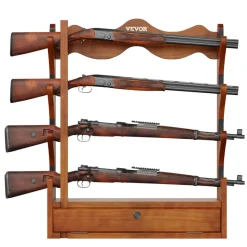 VEVOE Gun Rack, Wood Gun Rack Wall Mount, Gun Display Rack holds 4 Rifles, Shotguns, 132 lb Heavy Duty Wall Storage Display Rifle Rack with Soft Padding
