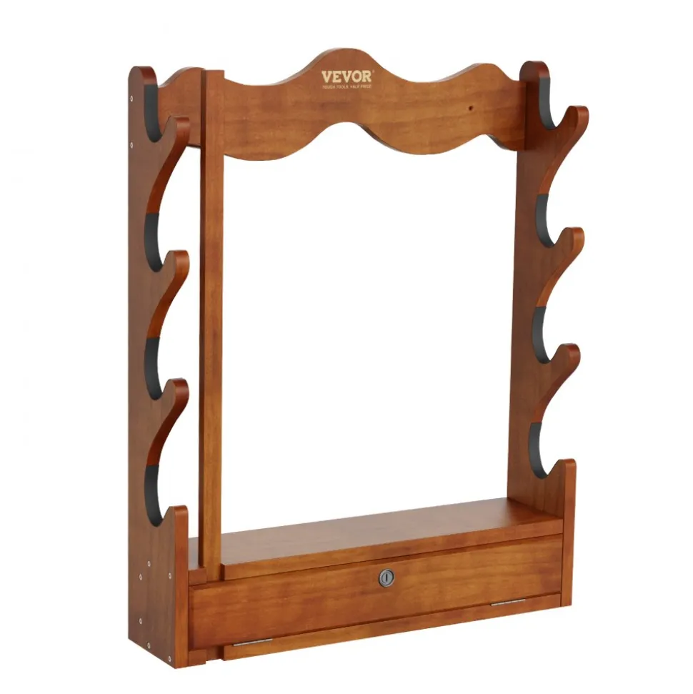 VEVOE Gun Rack, Wood Gun Rack Wall Mount, Gun Display Rack holds 4 Rifles, Shotguns, 132 lb Heavy Duty Wall Storage Display Rifle Rack with Soft Padding