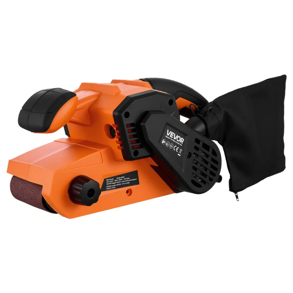VEVOR 7A Belt Sander 3" x 21" Woodworking Belt Sander 6 Speeds 630-1200 FPM, 2-in-1 Handheld & Benchtop Sanding Machine with 2 Dust Bags, 10PCS Sanding Belts & 2 Clamps for Woodworking Projects