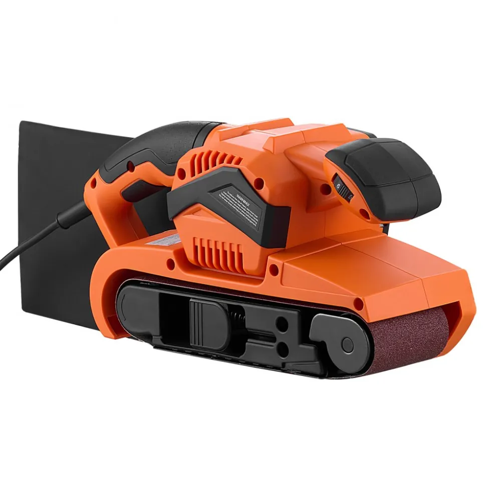 VEVOR 7A Belt Sander 3" x 21" Woodworking Belt Sander 6 Speeds 630-1200 FPM, 2-in-1 Handheld & Benchtop Sanding Machine with 2 Dust Bags, 10PCS Sanding Belts & 2 Clamps for Woodworking Projects