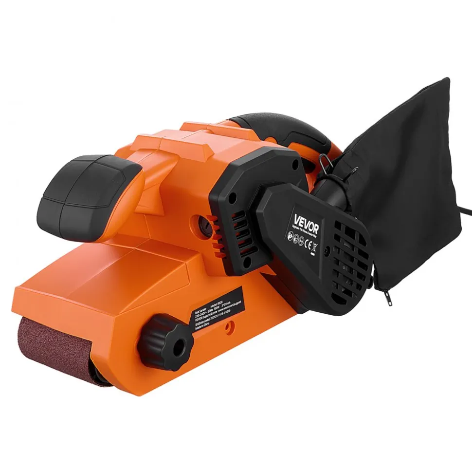 VEVOR 7A Belt Sander 3" x 21" Woodworking Belt Sander 6 Speeds 630-1200 FPM, 2-in-1 Handheld & Benchtop Sanding Machine with 2 Dust Bags, 10PCS Sanding Belts & 2 Clamps for Woodworking Projects