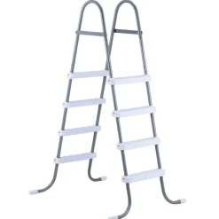 VEVOR Above Ground Pool Ladder, 4-Step Steel A-Frame Swimming Pool Stairs for 48 in High Wall, 300 lbs Capacity Entry/Exit Steps with Secure Non-Slip Sturdy Wide Step, Easy Setup, Gray & White