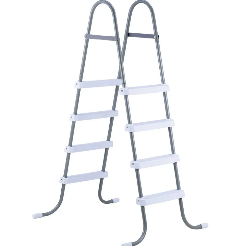 VEVOR Above Ground Pool Ladder, 4-Step Steel A-Frame Swimming Pool Stairs for 48 in High Wall, 300 lbs Capacity Entry/Exit Steps with Secure Non-Slip Sturdy Wide Step, Easy Setup, Gray & White