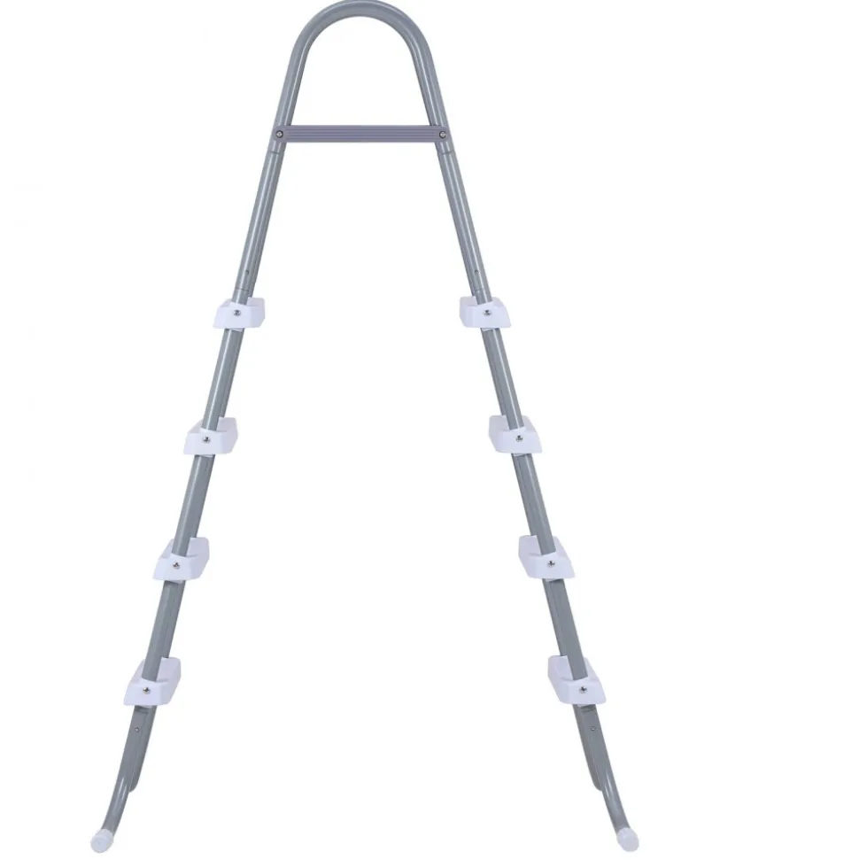 VEVOR Above Ground Pool Ladder, 4-Step Steel A-Frame Swimming Pool Stairs for 48 in High Wall, 300 lbs Capacity Entry/Exit Steps with Secure Non-Slip Sturdy Wide Step, Easy Setup, Gray & White