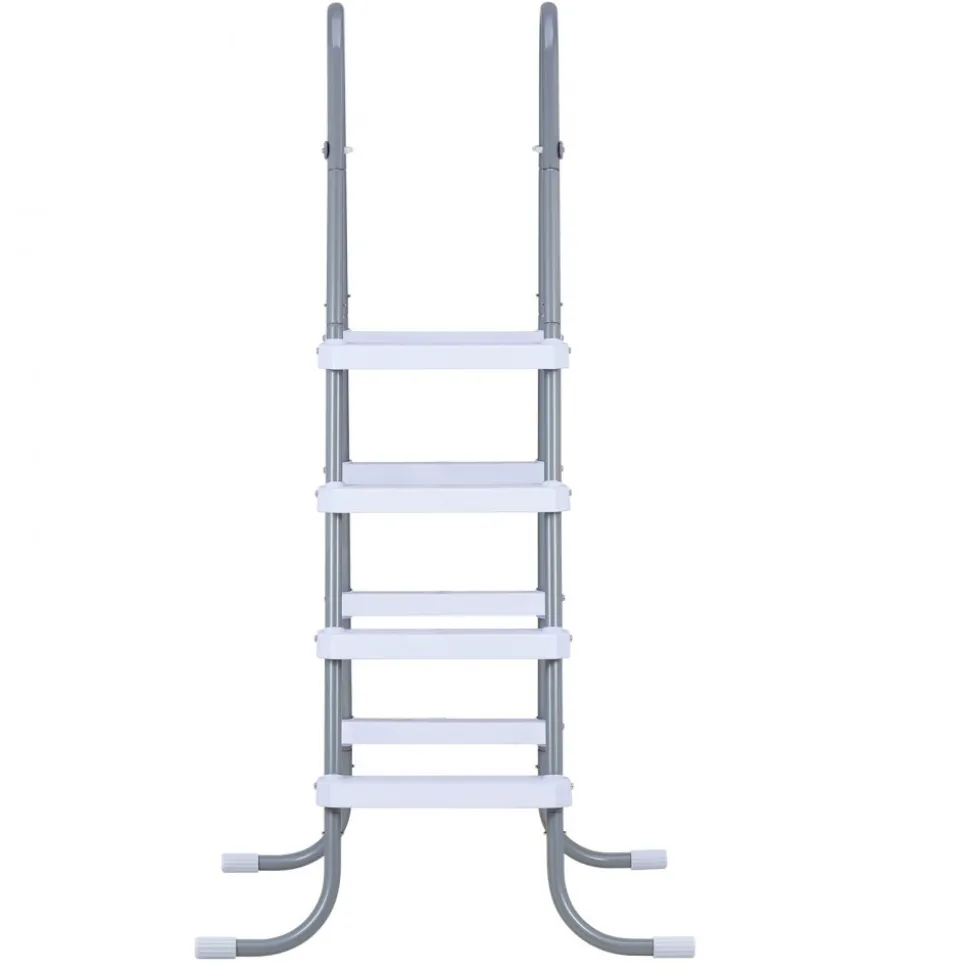 VEVOR Above Ground Pool Ladder, 4-Step Steel A-Frame Swimming Pool Stairs for 48 in High Wall, 300 lbs Capacity Entry/Exit Steps with Secure Non-Slip Sturdy Wide Step, Easy Setup, Gray & White