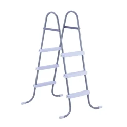 VEVOR Above Ground Pool Ladder, 3-Step Steel A-Frame Swimming Pool Stairs for 42 in High Wall, 300 lbs Capacity Entry/Exit Steps with Secure Non-Slip Sturdy Wide Step, Easy Setup, Gray & White