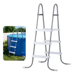 VEVOR Above Ground Pool Ladder, 3-Step Steel A-Frame Swimming Pool Stairs for 42 in High Wall, 300 lbs Capacity Entry/Exit Steps with Secure Non-Slip Sturdy Wide Step, Easy Setup, Gray & White
