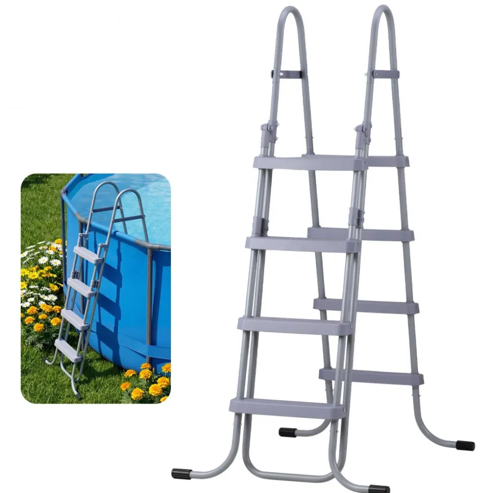 VEVOR Above Ground Pool Ladder, 4-Step Steel A-Frame Swimming Pool Stairs for 52 in High Wall, 300 lbs Capacity Entry/Exit Steps with Secure Non-Slip Sturdy Wide Step, Easy Setup Outdoor, Gray